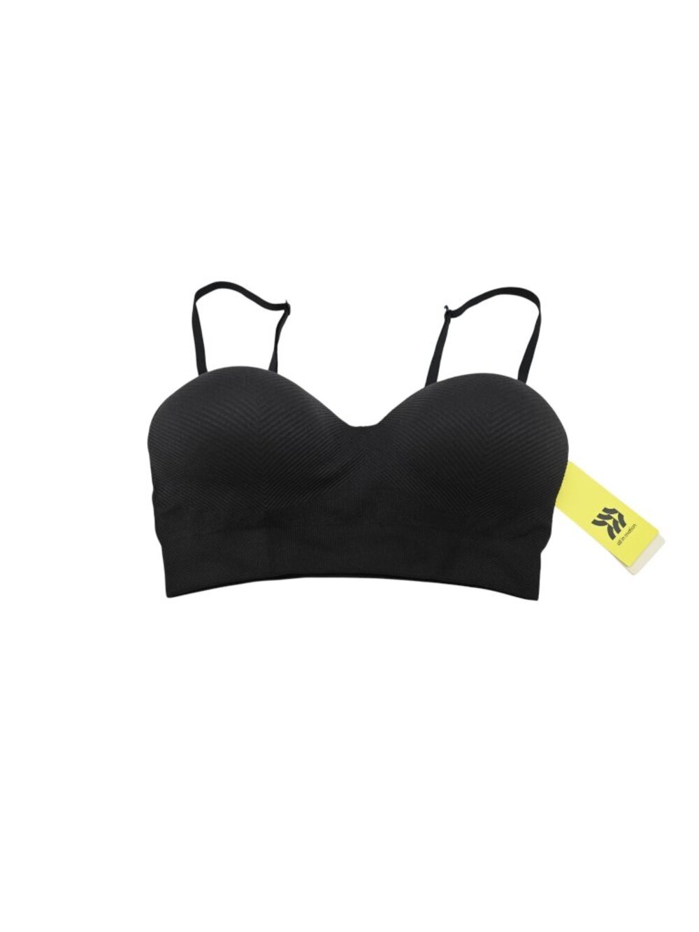 NWT All In Motion Medium Support Sports Bra Sz M Black Seamless Ribbed Athletic